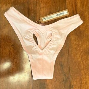 SKIMS Cotton Jersey Heart Dipped Thong in cherry blossom
